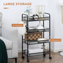Carrello da Cucina a 4 Ripiani 45x26,5x84 cm in Acciaio e Polipropilene Nero