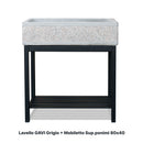 Lavandino con Sgocciolatoio da Esterno 80x40x20 cm in Calcestruzzo Bocciardato Grigio Graniglia