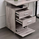 Scrivania con Cassettiera Tavolo Porta Pc Computer Acciaio Legno Ufficio Grigio