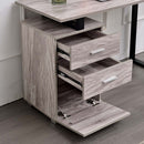 Scrivania con Cassettiera Tavolo Porta Pc Computer Acciaio Legno Ufficio Grigio