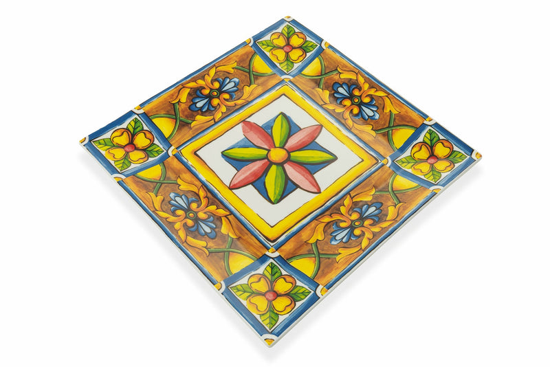 Set 6 Piatti Quadrati in Porcellana 30x30 cm Villa d'Este Home Tivoli Costiera