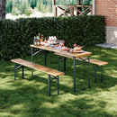 Set Birreria con 2 Panche e Tavolo Pieghevole 170x46x75 cm Panca Seduta Salvaspazio in Legno di Abete e Ferro       