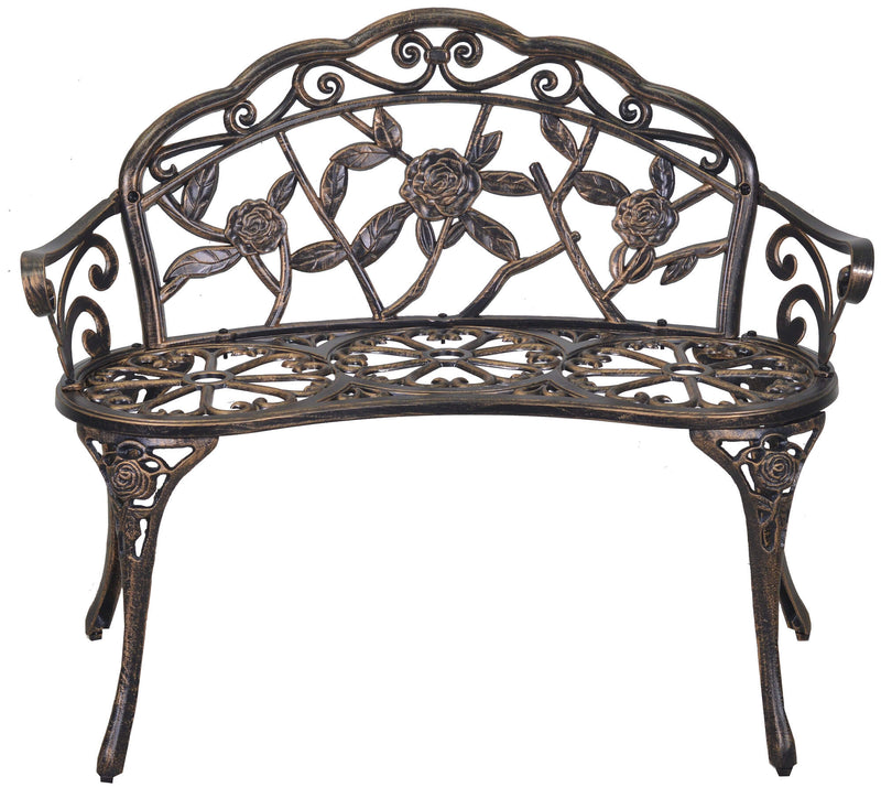 Panchina 2 Posti da Giardino 97x45x78 cm in Alluminio Verona Bronzo