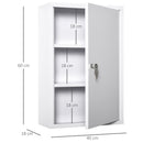 Armadietto Medicinali da Parete 40x18x60 cm 2 Chiavi in Acciaio Bianco