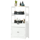 Mobiletto da Bagno con Mensole 2 Ante 1 Cassetto 60x33x122,5 cm in Legno Bianco