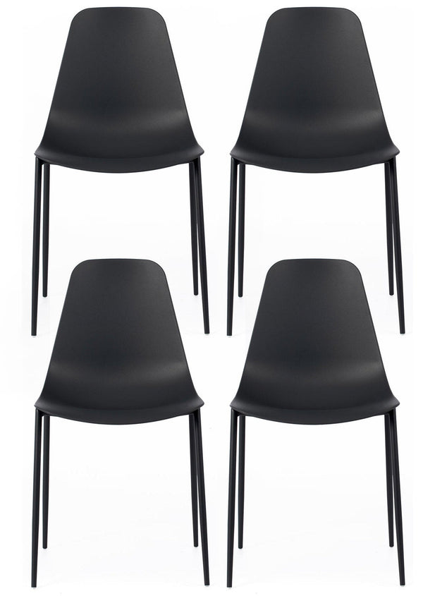 sconto Set 4 Sedie 49x48,5xH88 cm in Polipropilene Frida Nero