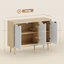 Credenza Moderna 107x35x77 cm a 3 Ante con Ripiano Regolabile Bianco Lucido e Rovere      