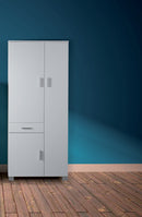 Armadio 3 Ante 1 Cassetto 77x178x34 cm Bianco Fiammato