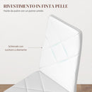 Set 6 Sedie da Pranzo Moderne Schienale Alto Cuciture a Diamante 41x50x97 cm Bianco  