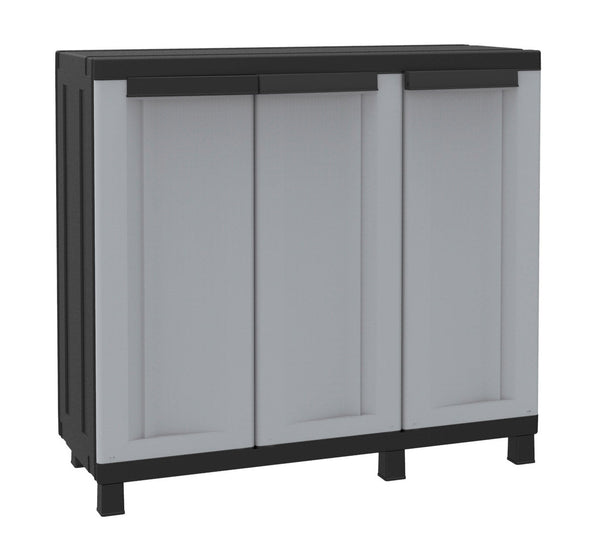 Armadio Modulare da Esterno 102x39x91,5 cm 3 Ante 1 Ripiano in Polipropilene Twist Grigio e Nero acquista