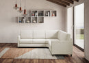 Divano Angolare 5 Posti 221x221x85 cm Karay in Tessuto Latte