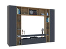 Parete Attrezzata Soggiorno 270x35x210 cm Brooklyn Grigio Antracite Opaco/Rovere Wotan  
