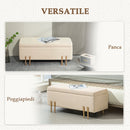 Panca Fondo Letto Contenitore 100x40x42 cm Rivestimento in Velluto Beige   