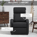 Poltrona Reclinabile con Poggiapiedi 69.2x88.3x101 cm in Tessuto Effetto Lino Nero 