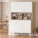 Credenza da Cucina 120x40x175 cm con Ripiani Aperti 4 Armadietti e Cassetto in Legno e Metallo Bianco e Legno      