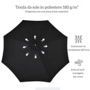 Ombrellone da Giardino 3 m con Palo in Legno 8 Stecche e Parasole in Poliestere Nero      