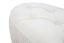 Panca Ovally Crema 102x40,5x42 cm in Legno e Velluto Crema e Oro