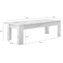 Tavolino basso 122x60x45 cm Rock effetto marmo bianco