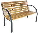 Panchina 2 Posti da Giardino 120x62x82 cm in Acciaio e Legno di Abete