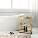 Scaffale Bagno Carrello Portaoggetti Salvaspazio 55x20x75 cm 3 Ripiani in Bambù Colore Naturale      