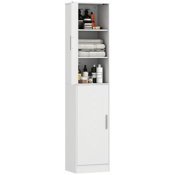 Mobile da Bagno a Colonna 40x35x180 cm con 2 Armadietti in Legno Bianco sconto