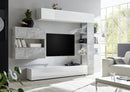 Parete Attrezzata Mobili Soggiorno Mobile TV Libreria 2 Pensili TFT Akira 1 Bianco e Cemento