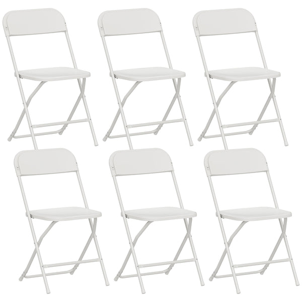 Set 6 Sedie Pieghevoli 45x49x79,5 cm con Fori di Drenaggio in Plastica e Metallo Bianco sconto