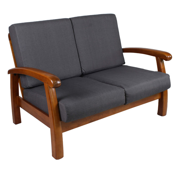 sconto Vandi Graues 2-Sitzer Holzsofa 120x85x83cm