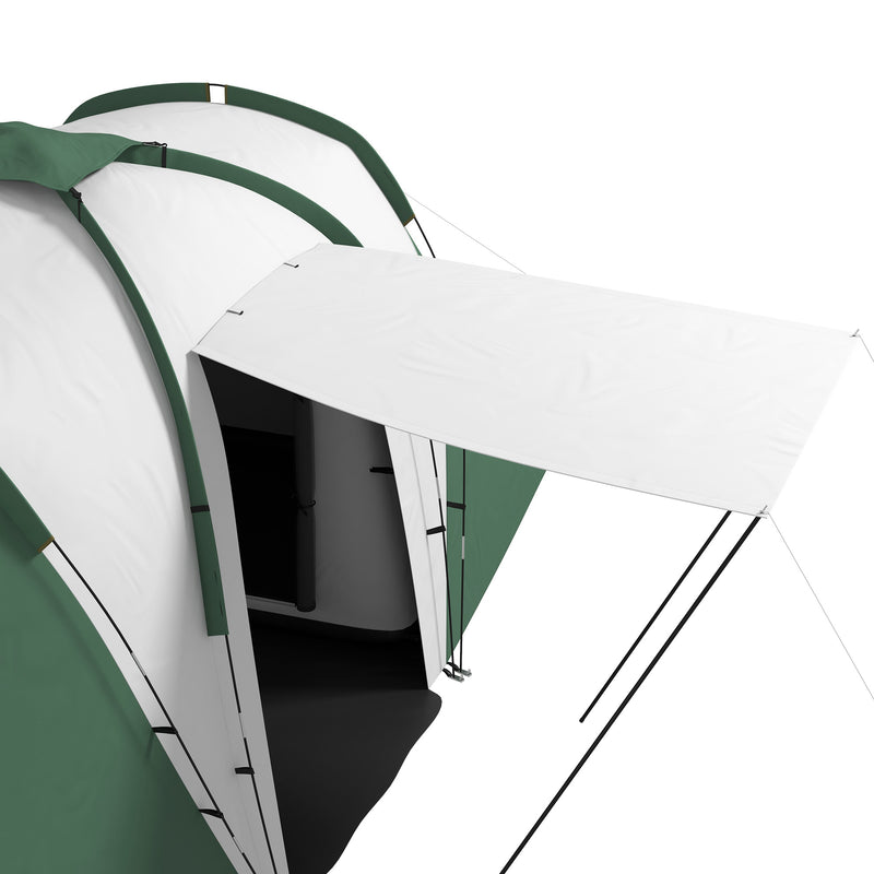 Tenda da Campeggio 555x225x190 cm per 4-6 Persone con 2 Camere Grigio e Verde   