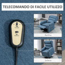 Poltrona Alzapersona Elettrica 85x88x109 cm in Tessuto Effetto Lino Blu