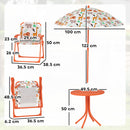 Set Tavolo e Sedie per Bambini con Ombrellone per Esterno in Acciaio Arancione      