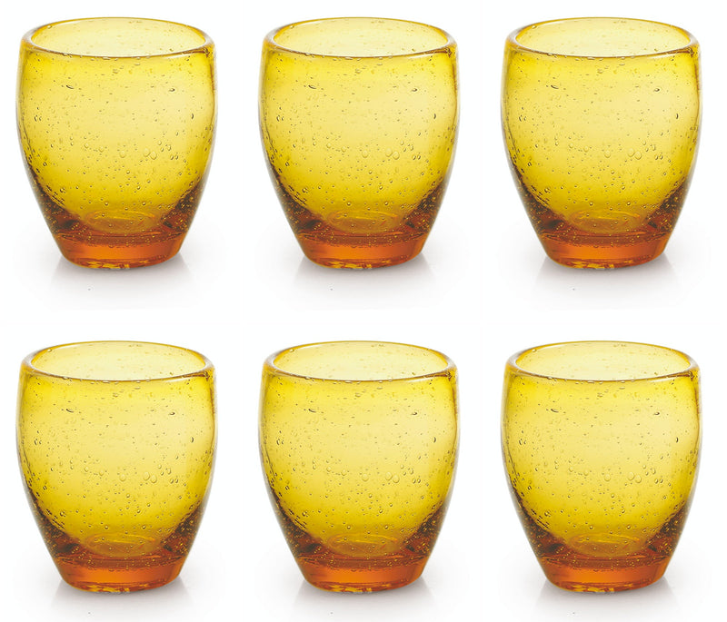 Set 6 Bicchieri Ø7,3x10 cm in Vetro Soffiato Villa d'Este Home Tivoli Acapulco Gialli