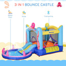 Castello Giostra Gonfiabile 380x200x180 cm con Scivolo Piscina e Pompa Multicolor