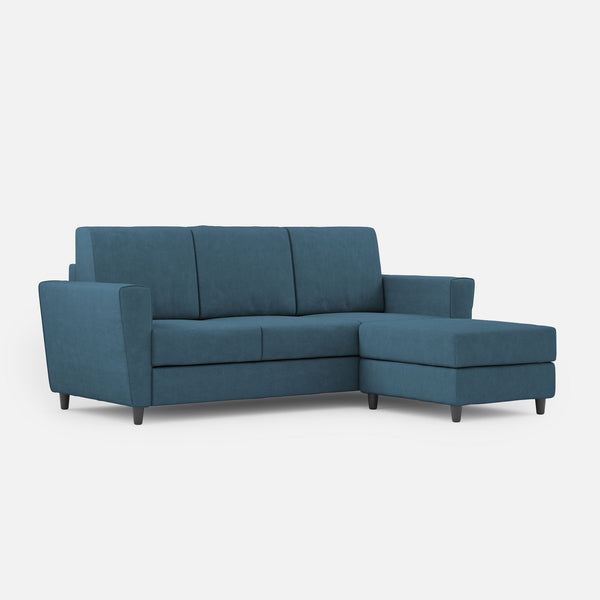 Divano 3 Posti con Pouf 212x155x85 cm Yasel in Tessuto Avio sconto