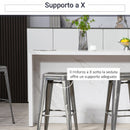 Set 4 Sgabelli Bar Impilabili con Poggiapiedi Stile Industriale 43x43x76 cm in Acciaio Argento      