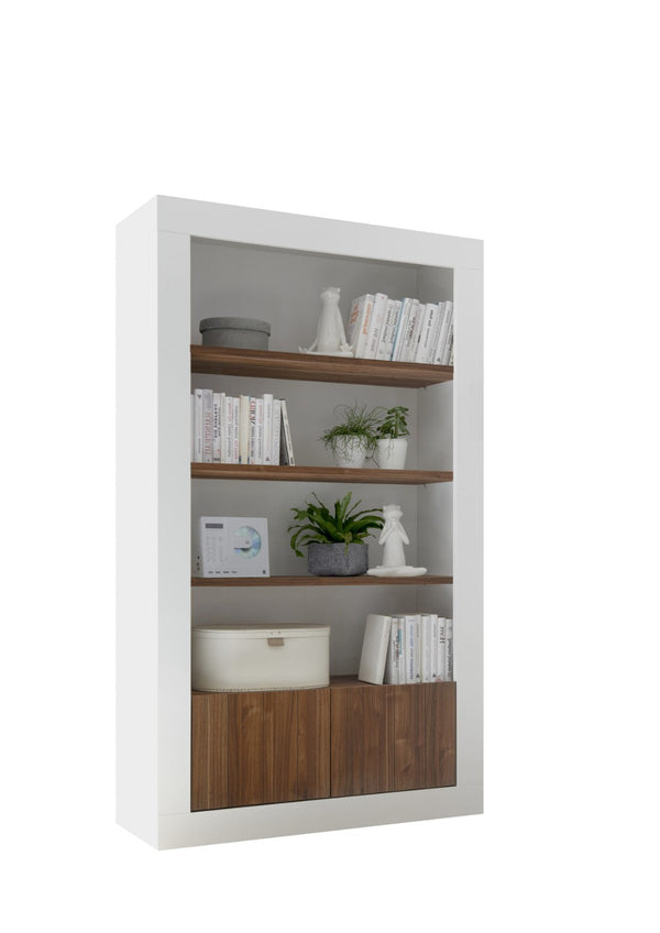 online Bücherregal Sideboard 2 Türen 4 Regale 110x42x191 cm TFT Lipari Weiß und Nussbaum