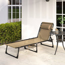 Sdraio da Giardino Pieghevole 185x58x30 cm con Schienale Reclinabile su 5 Posizioni e Cuscino in Tessuto a Rete e Acciaio Beige      