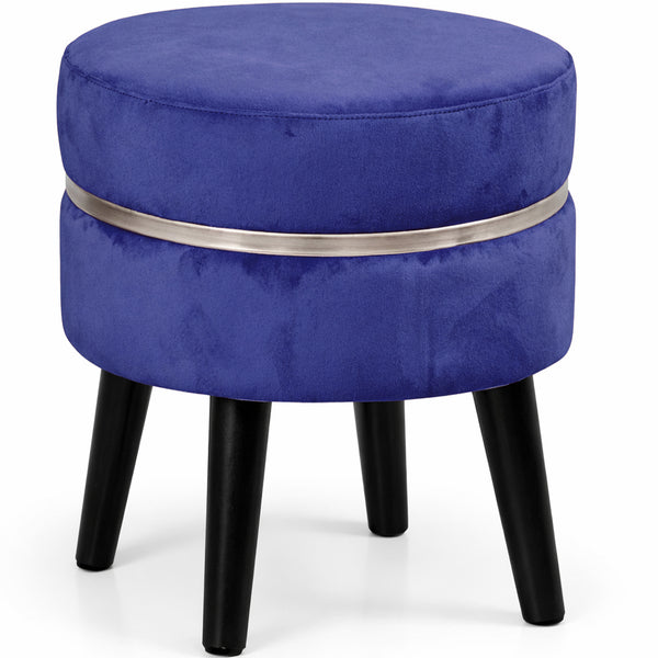sconto Pouf Sgabello Ø35x40,5 cm Design Moderno Poggiapiedi con Rivestimento in Velluto Blu