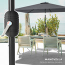 Ombrellone Rettangolare da Giardino 300x200 cm con Manovella in Metallo e Poliestere Grigio Scuro      