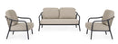 Set 3 Pezzi Salotto da Giardino con Divano 2 Poltrone in Alluminio e PP Edvige Antracite 