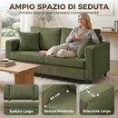 Divano 2 Posti 170x80x82 cm con Seduta Ampia e Profonda e Braccioli Larghi in Velluto a Coste Verde      