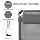Sdraio Pieghevole 60x165x76 cm con Poggiatesta e Schienale Regolabile in Alluminio Grigio      