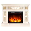 Camino Elettrico da Pavimento 87x110x30 cm Effetto Fiamma 1500W Latifa & Lorance Avorio