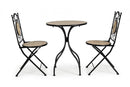 Set Tavolino e 2 Sedie Pieghevoli da Giardino Kansas in Metallo