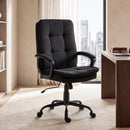 Sedia Ufficio Ergonomica 63x70x102-112 cm in Tessuto Effetto Lino con Altezza Regolabile Funzione Dondolo Capacità 120 kg Nero      