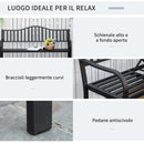 Panchina da Giardino 2-3 Posti 150x58,5x90cm con Tavolino Sollevabile in Metallo Nero      