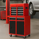 Cassetta Carrello Portautensili Mobiletto a 5 Cassetti 2in1 in Acciaio SPCC Laminato Rosso      