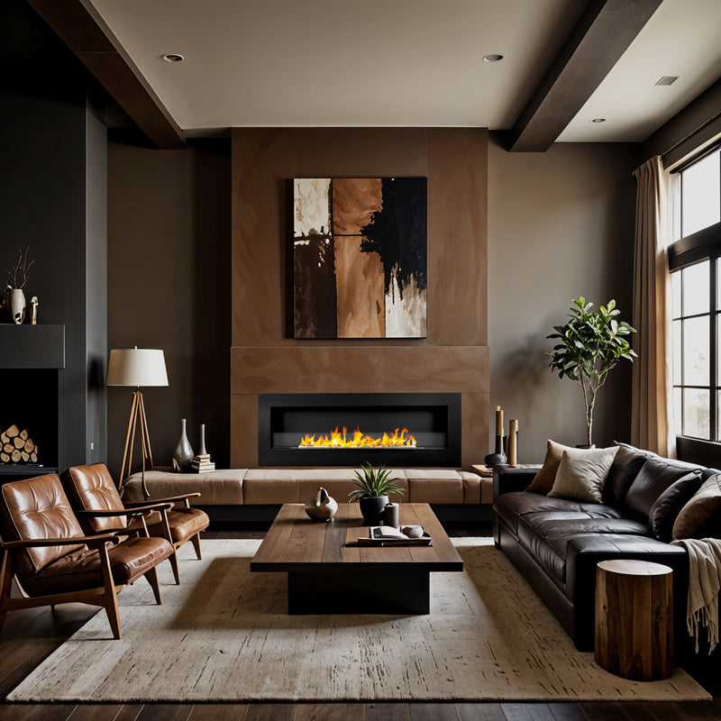 Camino a Bioetanolo da Parete 120x15x41 cm Siena 120 Nero