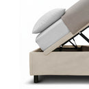 Letto Singolo Contenitore Imbottito Microfibra Sabbia BoxMax Testata Soft Varie Misure