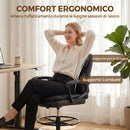 Sedia da Ufficio Girevole 61x 61x93-108 cm Schienale Alto con Braccioli in Finta Pelle Nero      